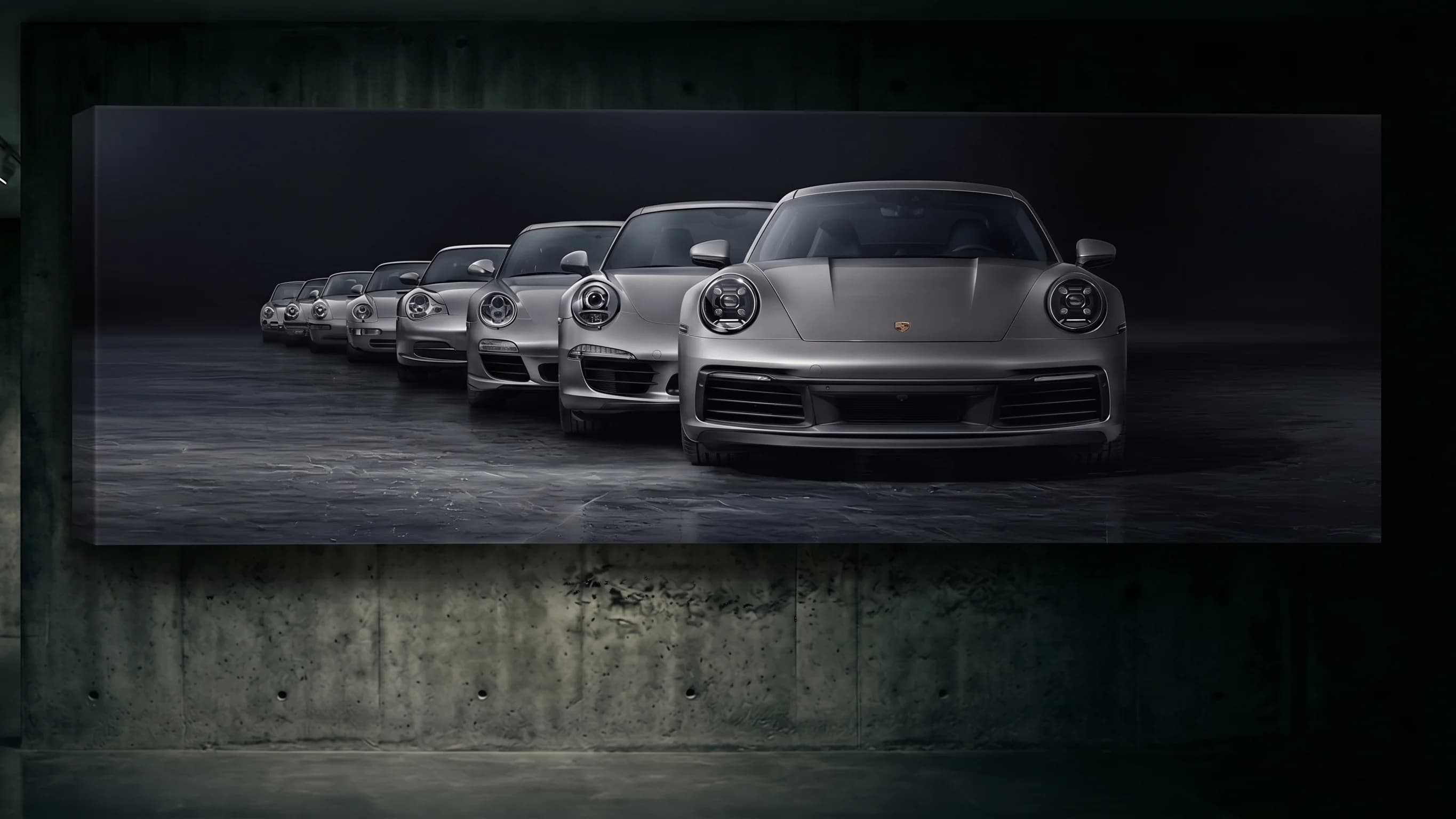 Porsche 911 Generations 2.1m Wide Canvas